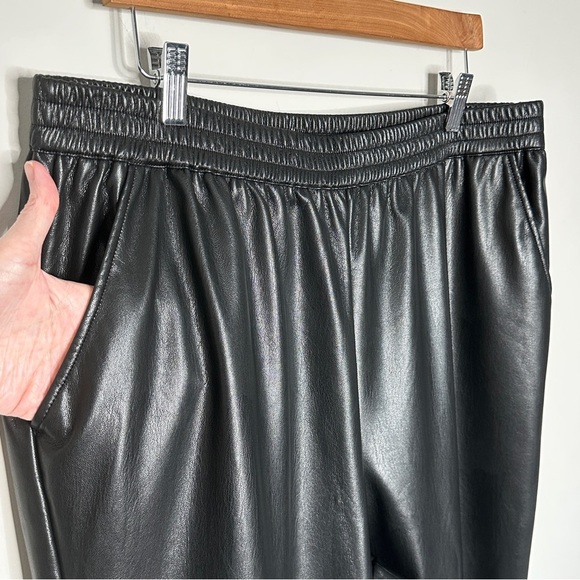 JOHNNY WAS‎ Black Vegan Leather Jogger Buttery Soft Elastic Silk Lined Pants XL - Picture 7 of 11